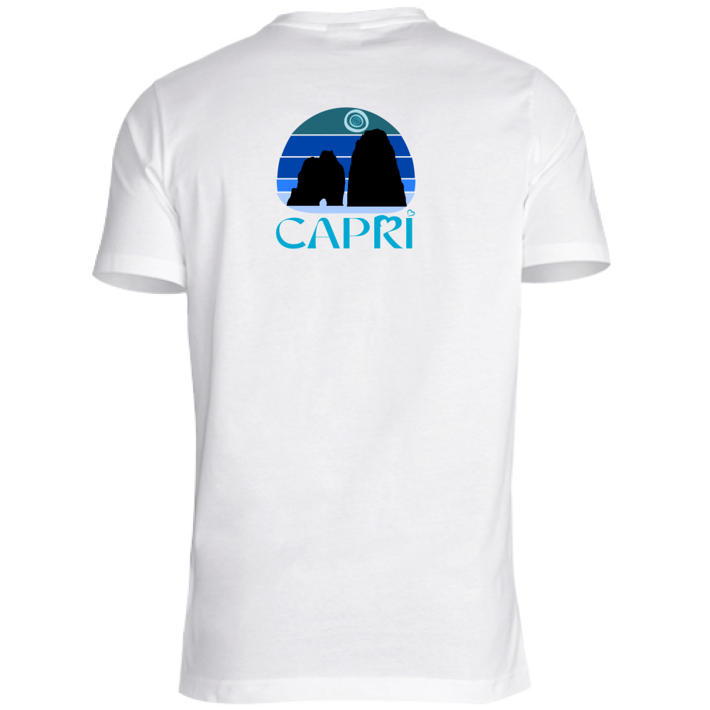 T-Shirt Unisex Large CAPRI VINTAGE TRAMONTO AZZURRATO
