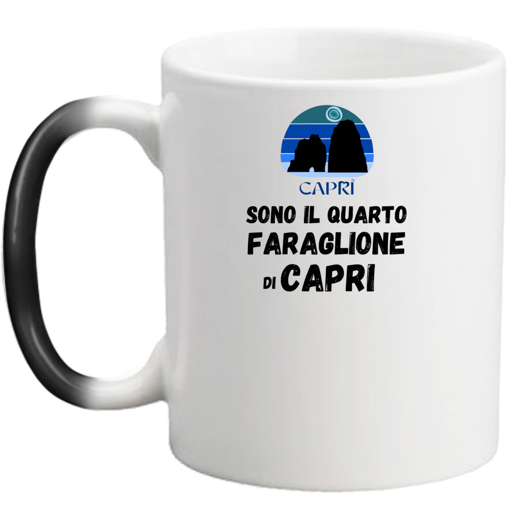 Magic Mug I AM THE FOURTH FARAGLIONE OF CAPRI BLACK WRITING