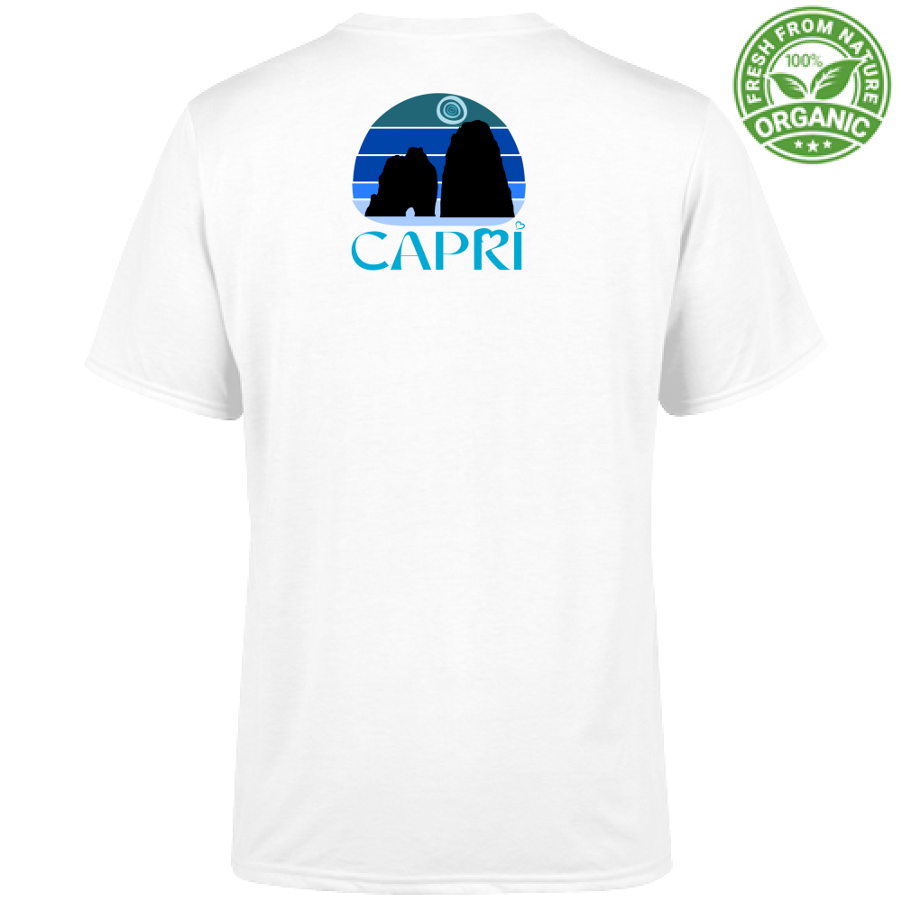 T-Shirt Unisex Organic CAPRI VINTAGE TRAMONTO AZZURRATO