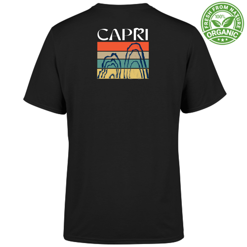 T-Shirt Unisex Organic CAPRI PORZIONI FARAGLIONI SCRITTA BIANCA