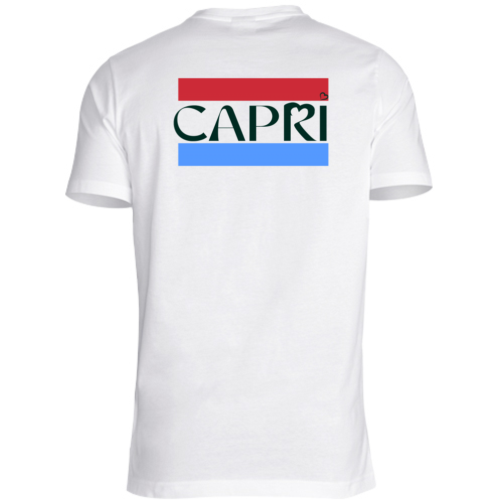 T-Shirt Unisex Large CAPRI FASCIA ROSSO BLUE SCRITTA NERA