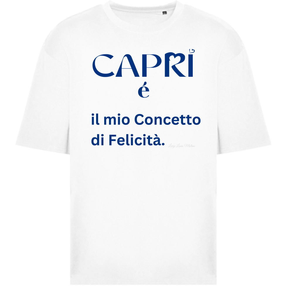 T-Shirt Oversize Capri é il mio concetto di Felicità scritta Blue