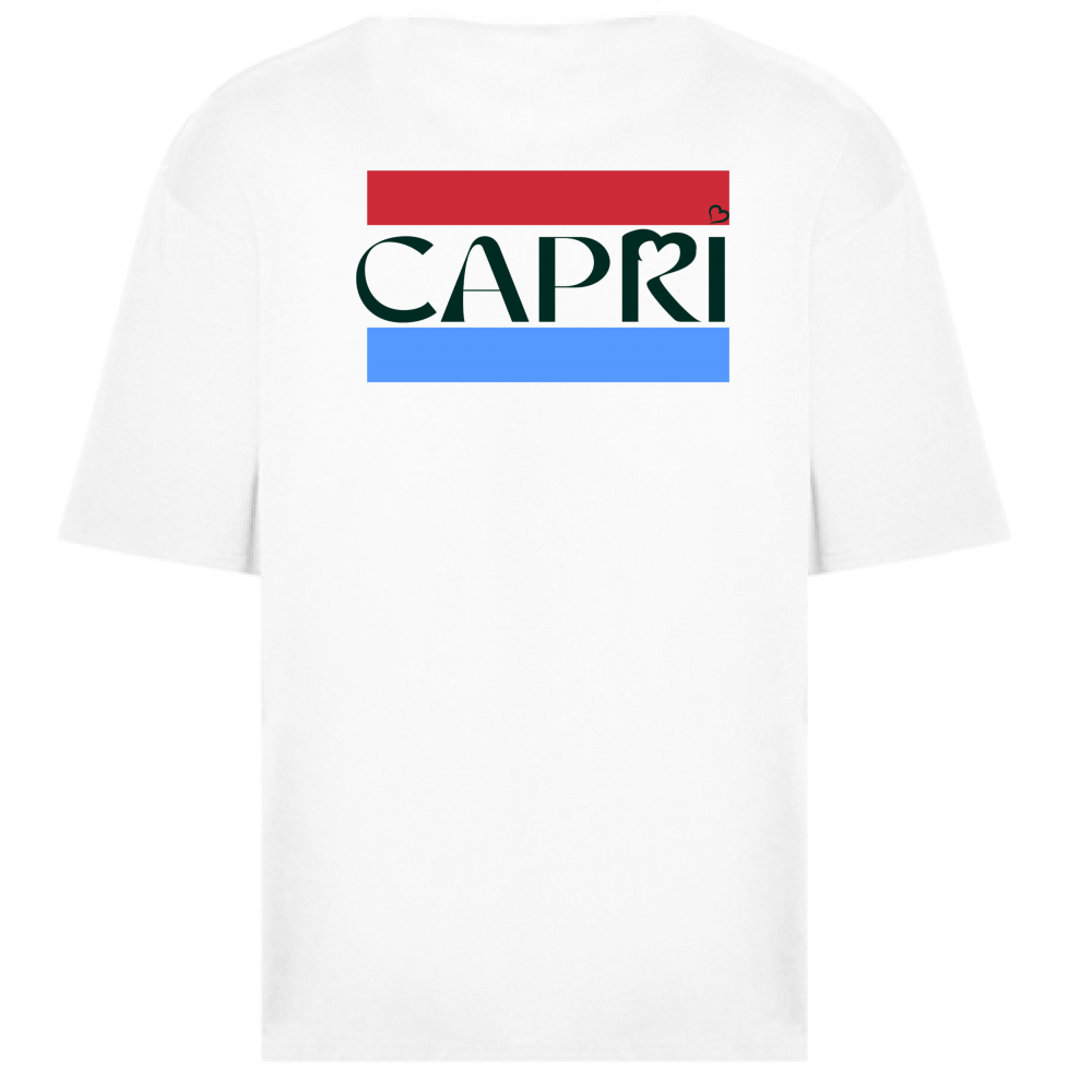 Oversize T-Shirt CAPRI RED BLUE BAND BLACK WRITING