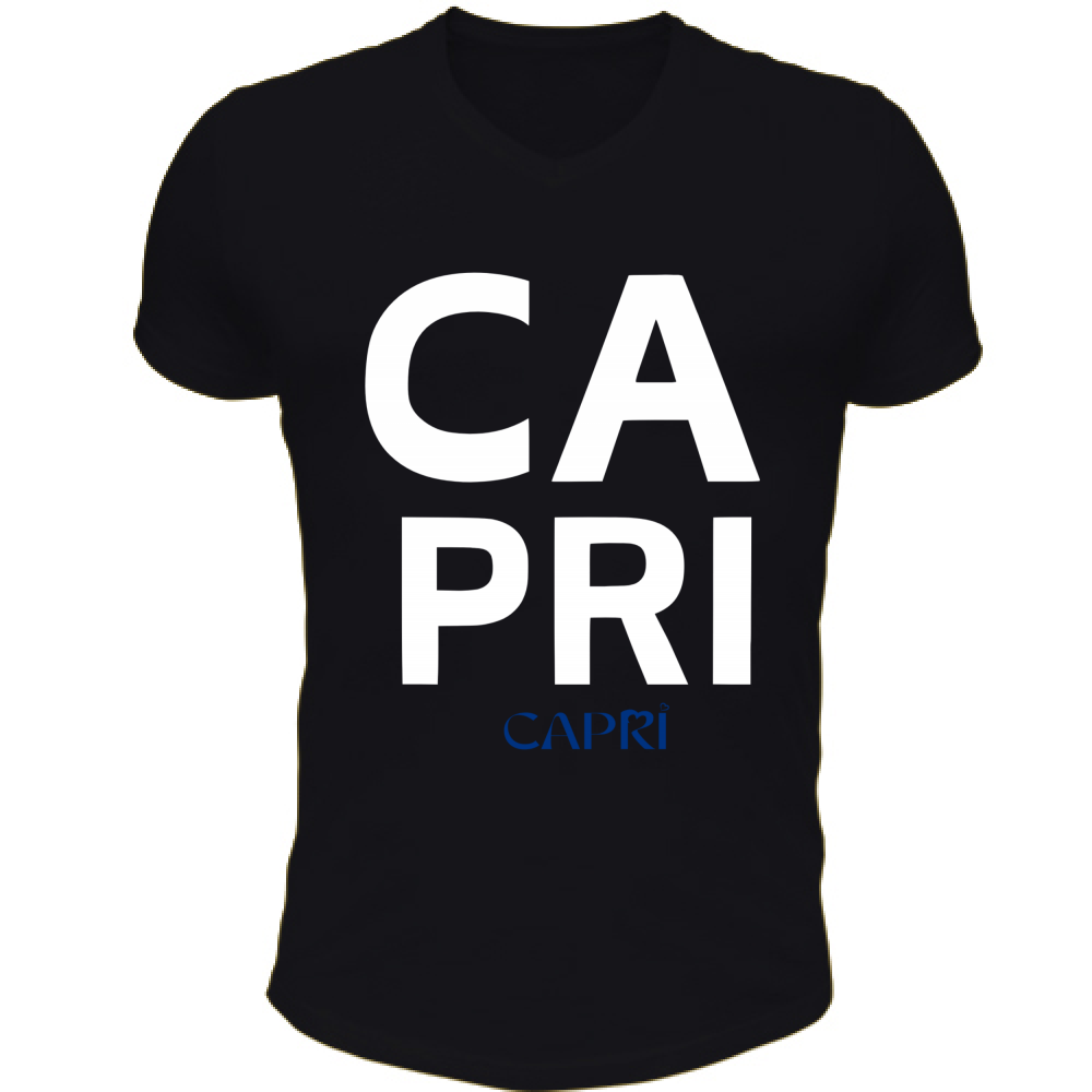 T-Shirt Unisex Scollo V CAPRI DESIGN SCRITTA BIANCA