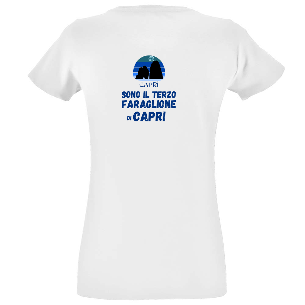 T-Shirt Women Fit SONO IL TERZO FARAGLIONE DI CAPRI SCRITTA BLU