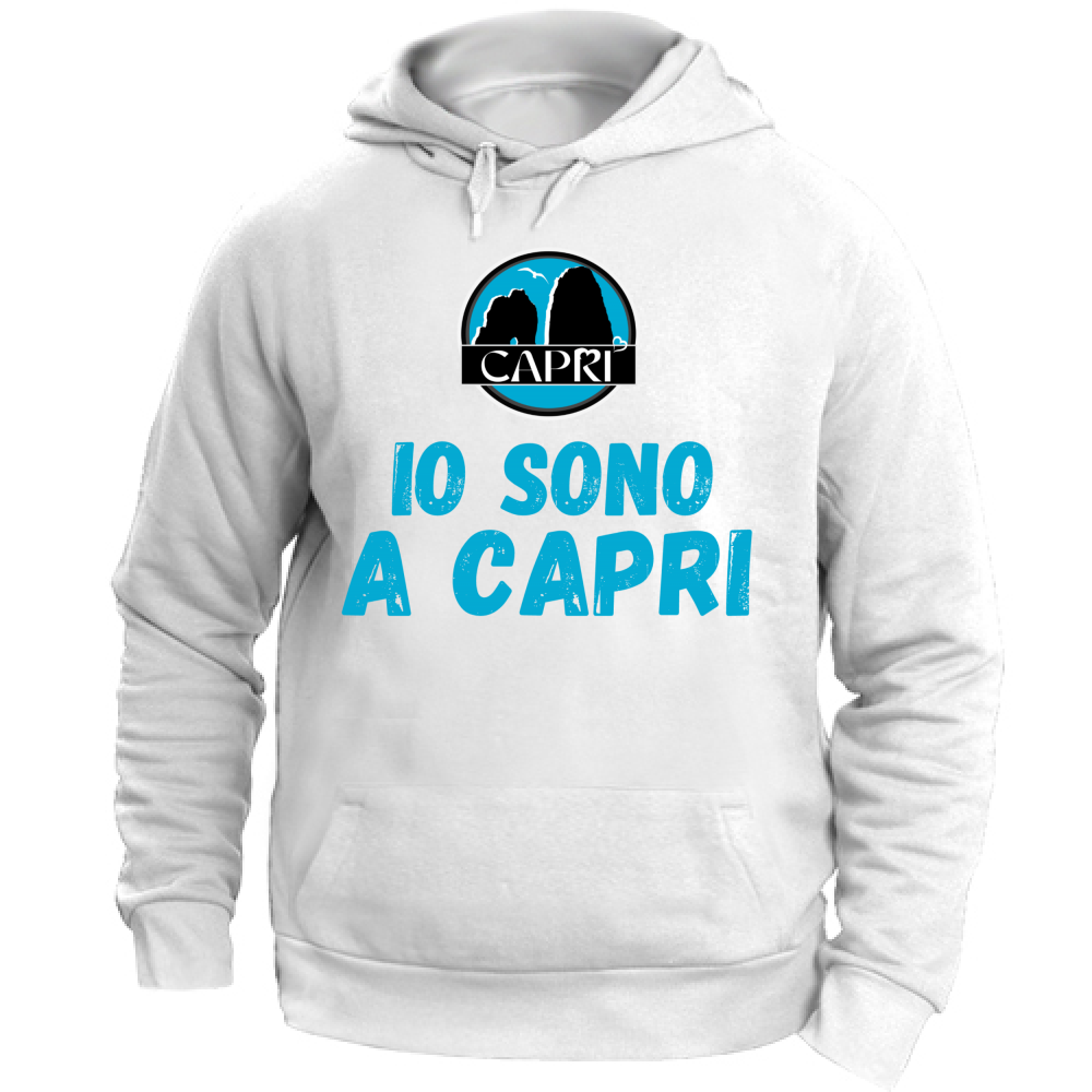 Felpa Unisex con Cappuccio IO SONO A CAPRI SCRITTA AZZURRA