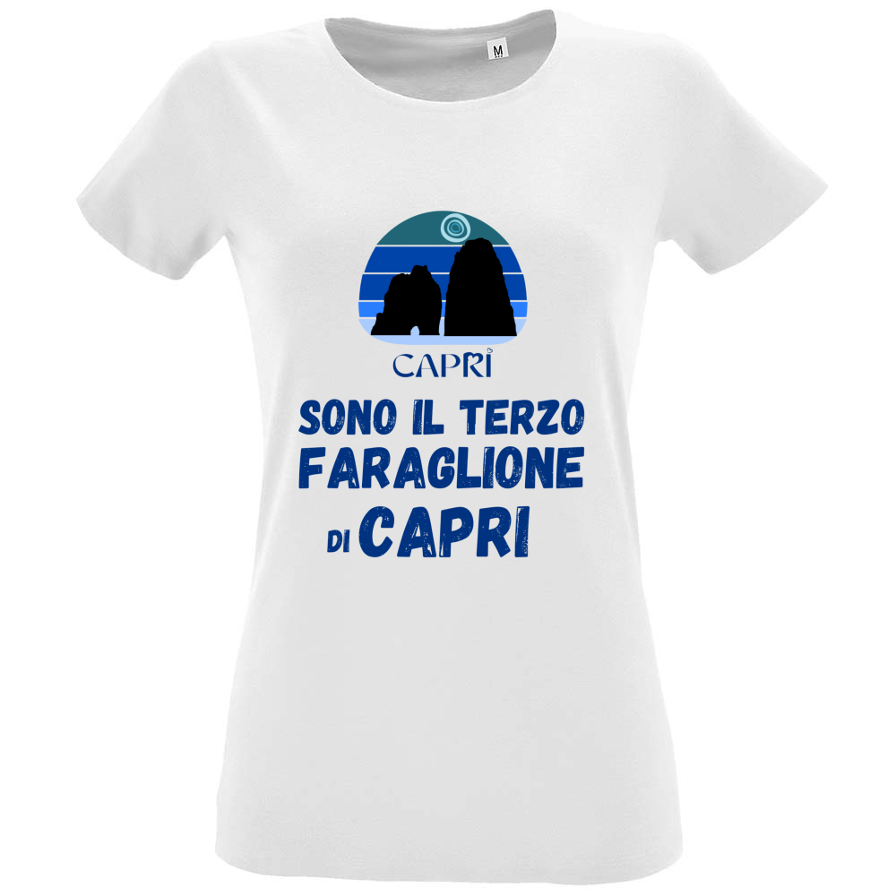 T-Shirt Women Fit SONO IL TERZO FARAGLIONE DI CAPRI SCRITTA BLU