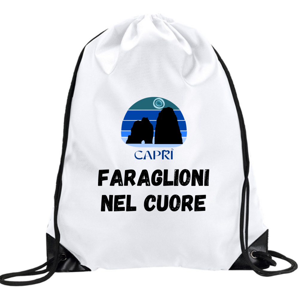 Backpack FARAGLIONI DI CAPRI IN THE HEART BLACK WRITING