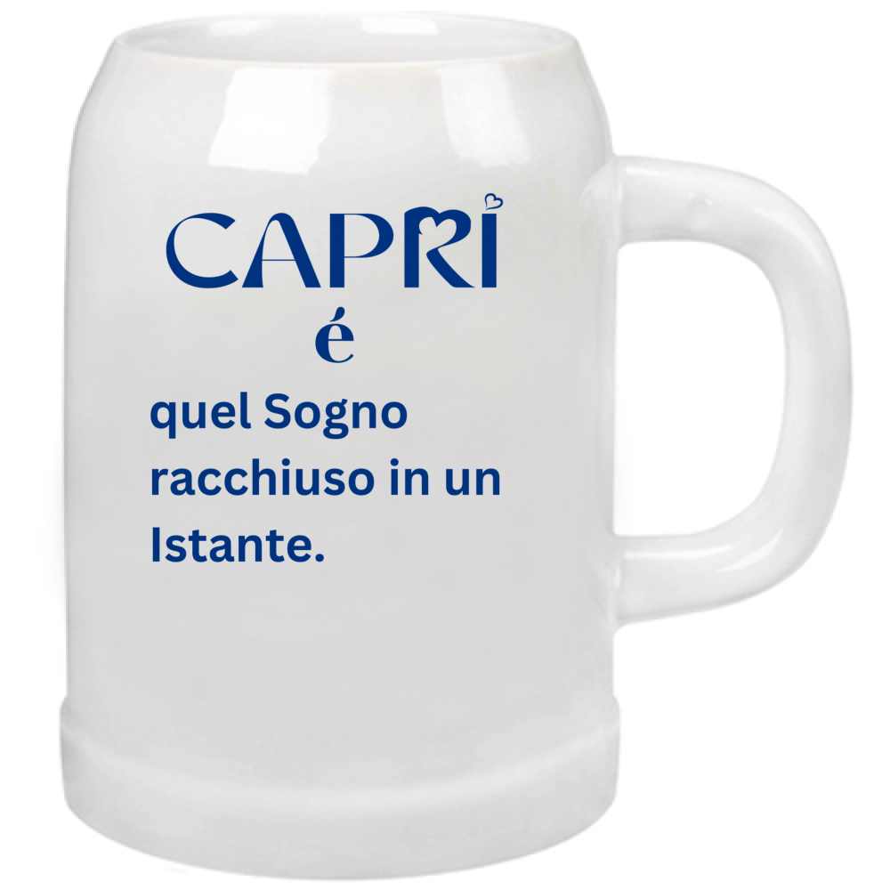 Capri Beer Mug Dream enclosed in an instant Blue writing