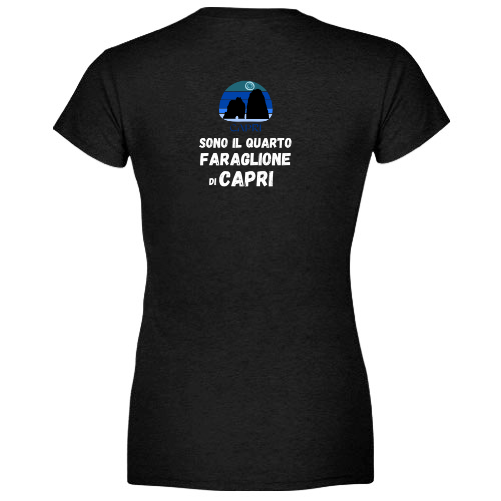 T-Shirt Woman Organic SONO IL QUARTO FARAGLIONE DI CAPRI SCRITTA BIANCA