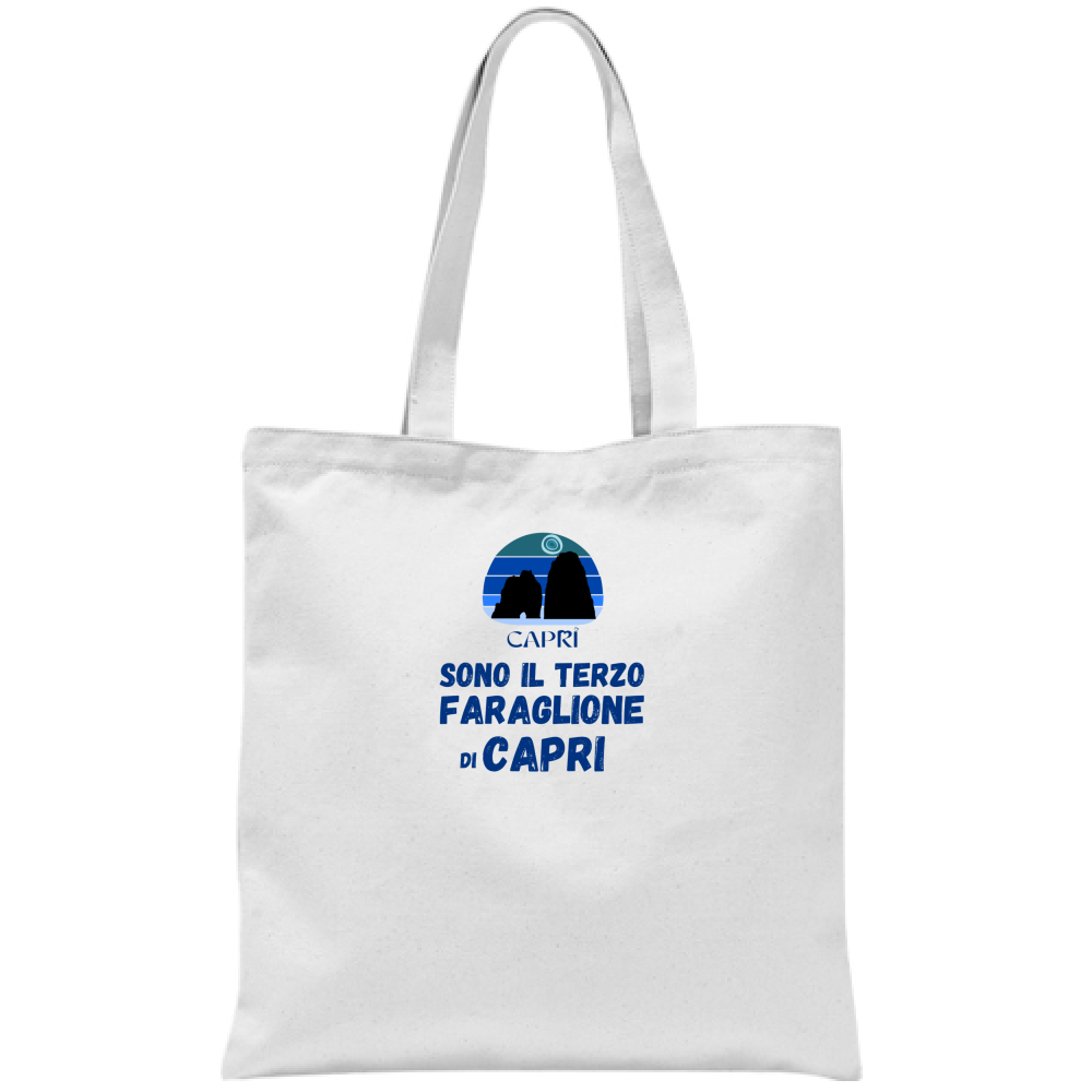 Bag I AM THE THIRD FARAGLIONE OF CAPRI BLUE WRITING