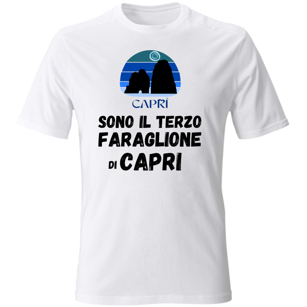 T-Shirt Unisex Large SONO IL TERZO FARAGLIONE DI CAPRI SCRITTA NERA