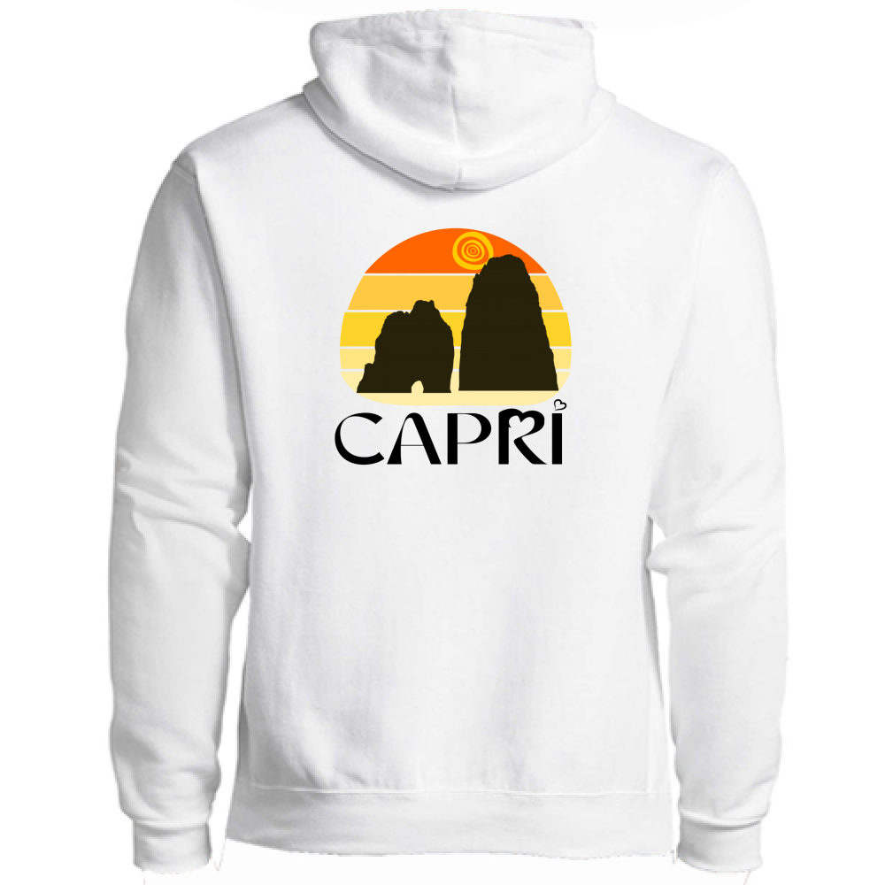 Felpa Premium Cappuccio Zip CAPRI TRAMONTO VINTAGE SCRITTA NERA