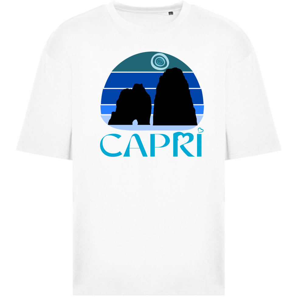 T-Shirt Oversize CAPRI VINTAGE TRAMONTO AZZURRATO