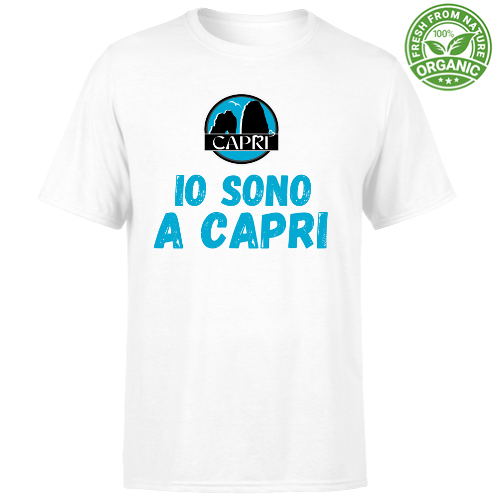 T-Shirt Unisex Organic IO SONO A CAPRI SCRITTA AZZURRA