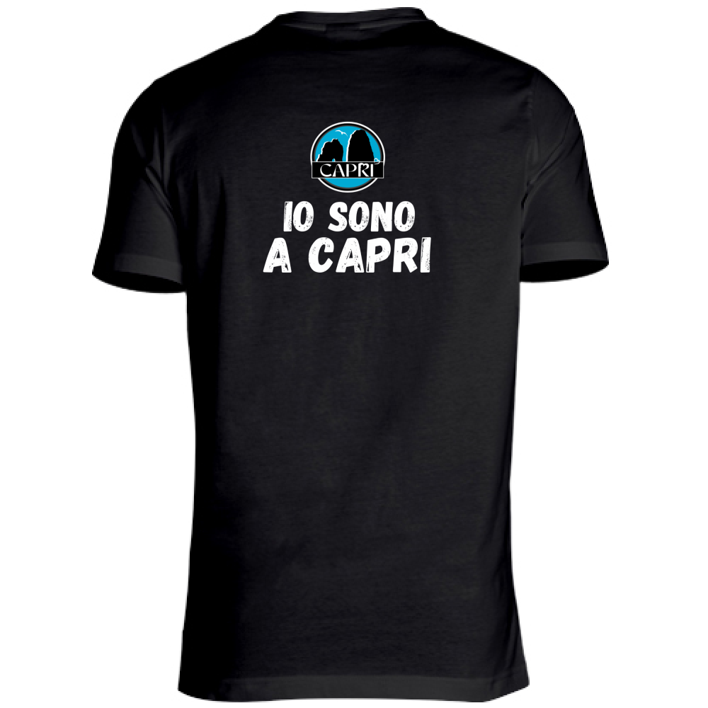 T-Shirt Unisex Scollo V IO SONO A CAPRI SCRITTA BIANCA