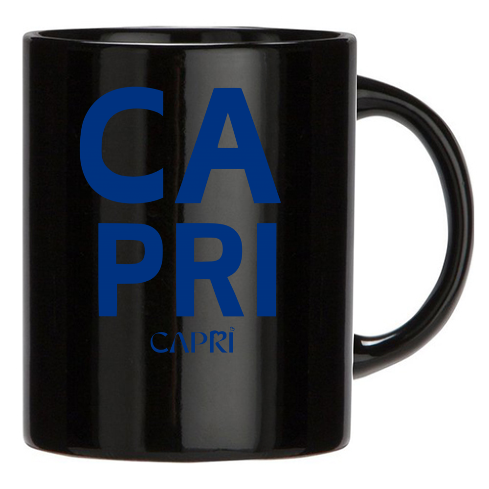 Black Mug CAPRI DESIGN WRITING BLUE