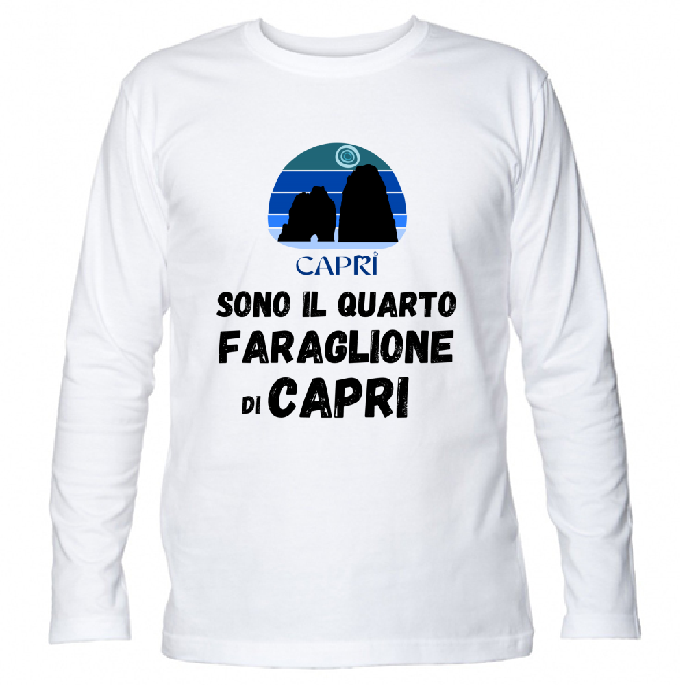 T-Shirt Unisex Manica Lunga SONO IL QUARTO FARAGLIONE DI CAPRI SCRITTA NERA