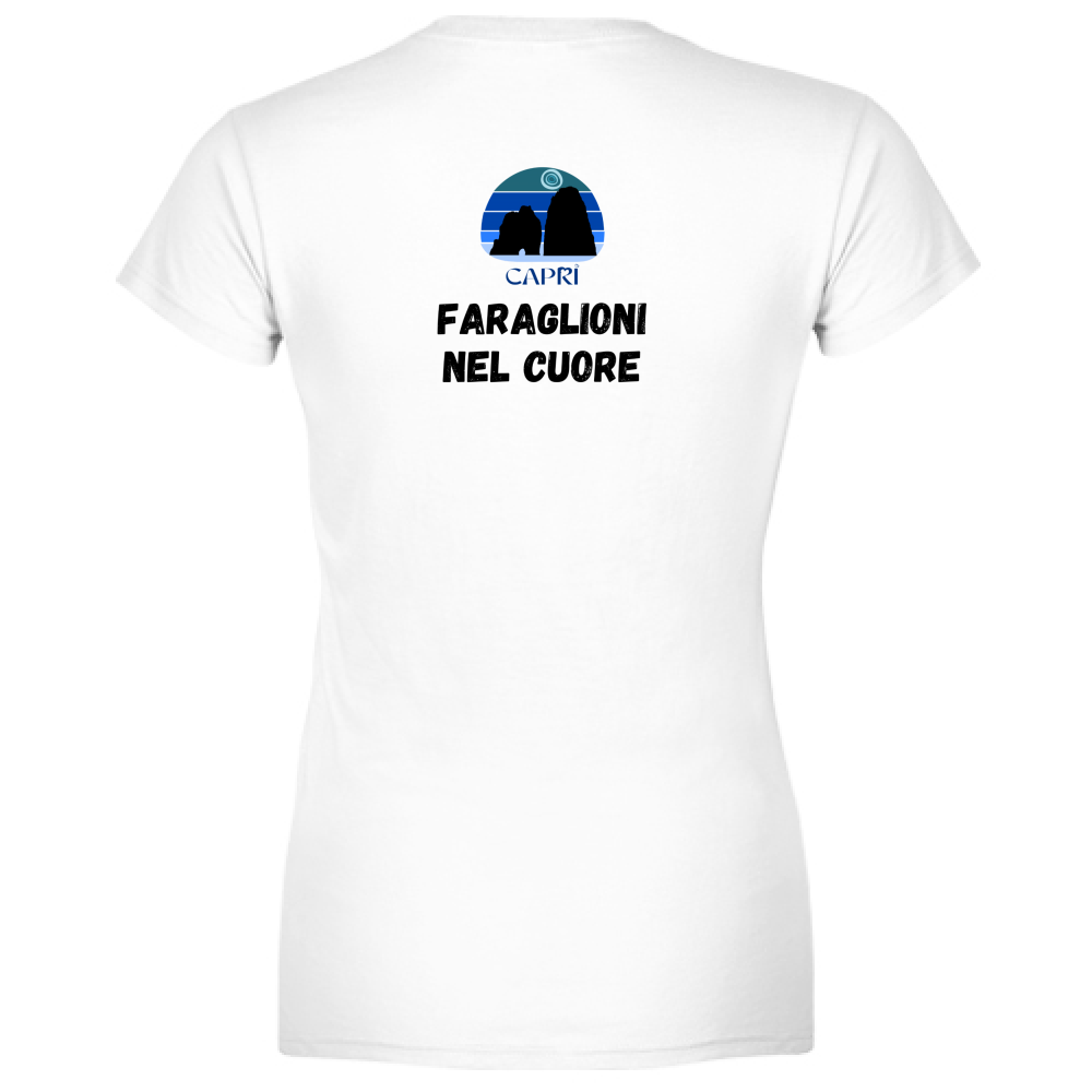 T-Shirt Women Premium FARAGLIONI DI CAPRI NEL CUORE SCRITTA NERA