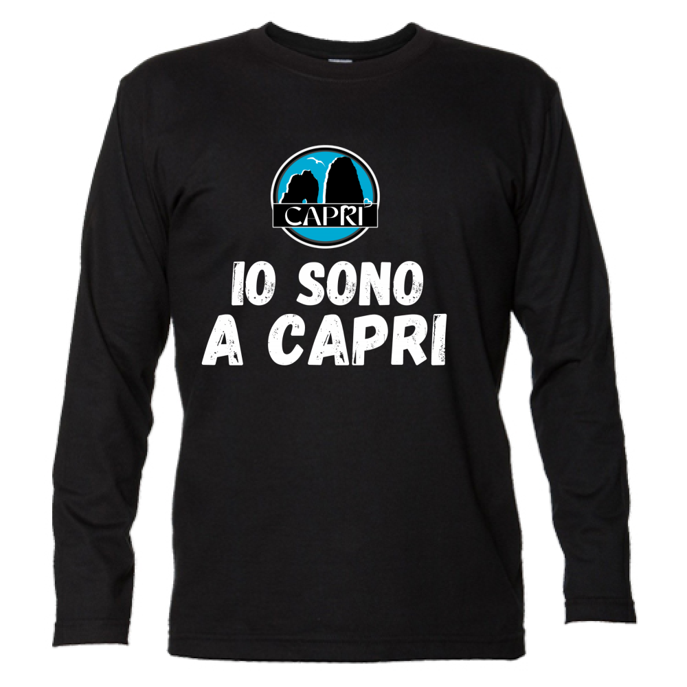 T-Shirt Unisex Manica Lunga IO SONO A CAPRI SCRITTA BIANCA