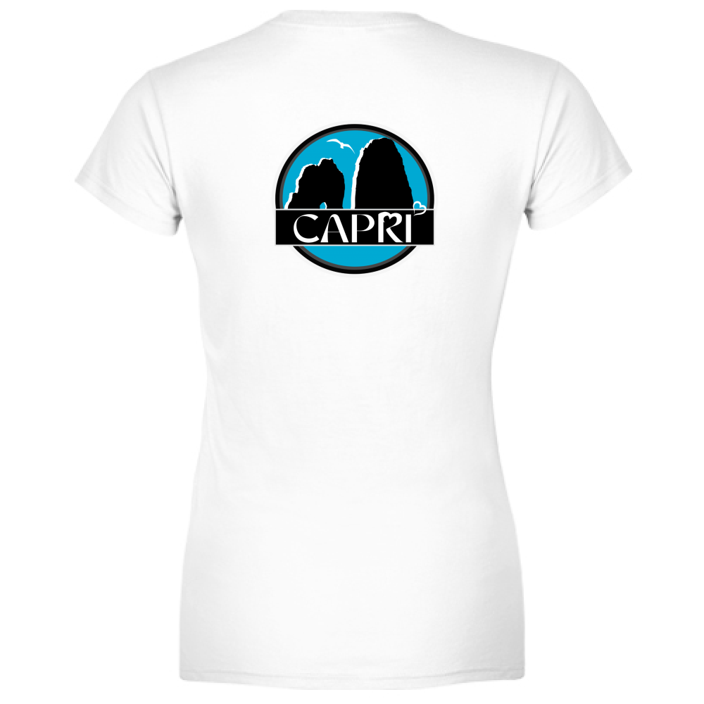 Women's T-Shirt V-Neck CAPRI MAGIC CIRCLE WITH FARAGLIONI