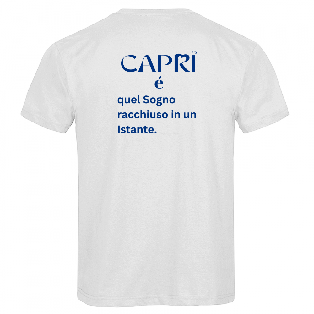 T-Shirt Men Premium Capri Sogno racchiuso in un istante scritta Blue