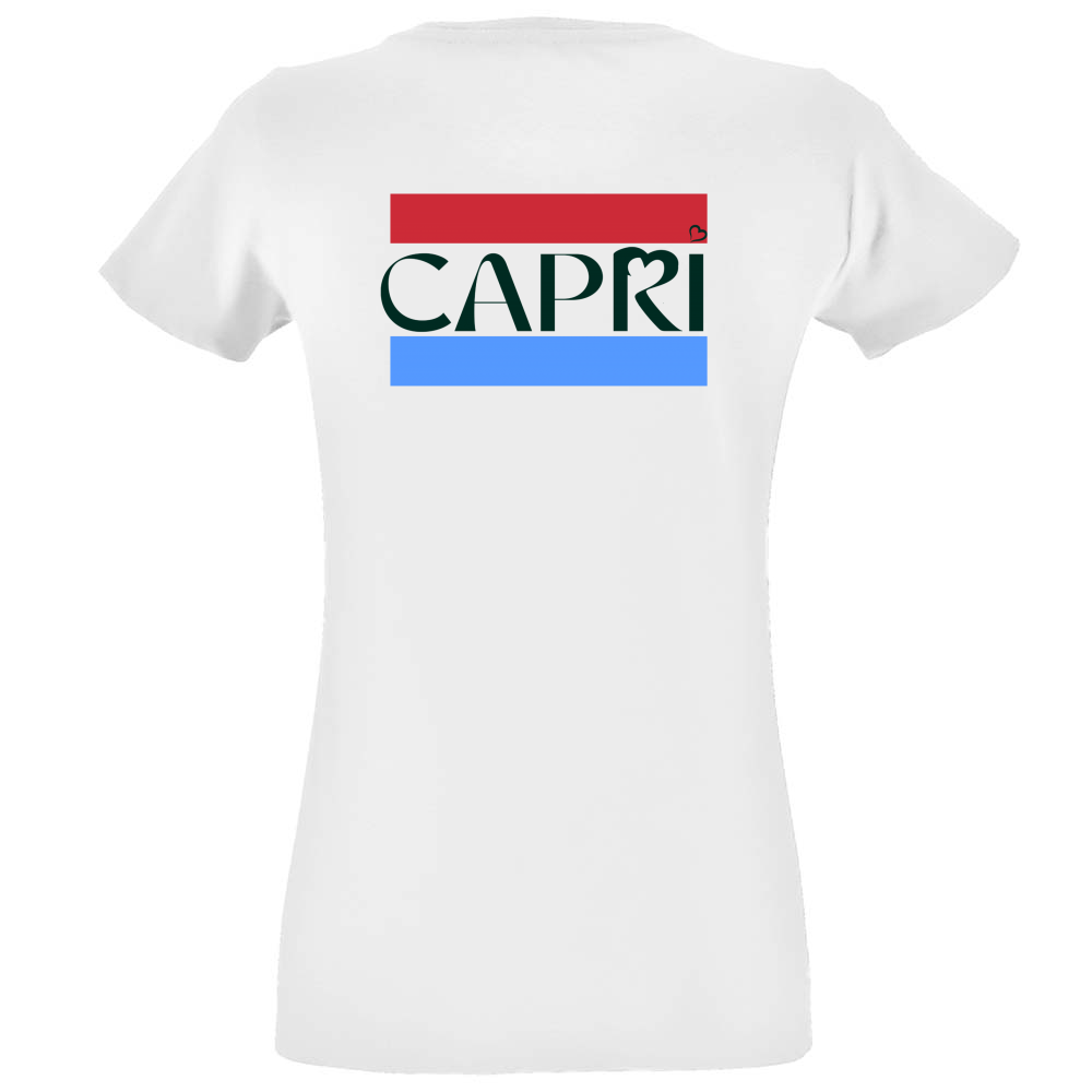 T-Shirt Women Fit CAPRI FASCIA ROSSO BLUE SCRITTA NERA