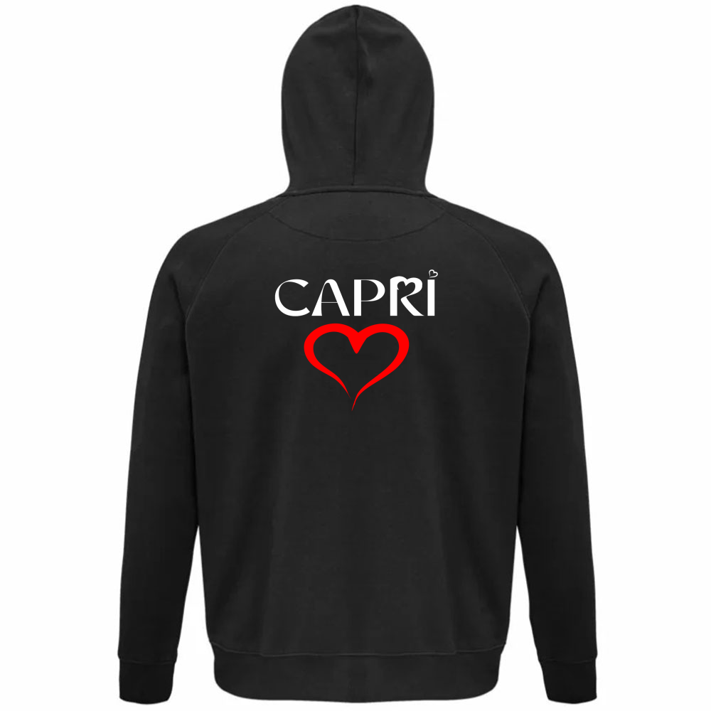 Unisex Organic Hoodie HEART CAPRI RED