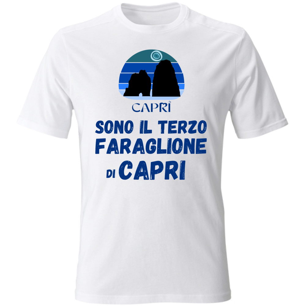 T-Shirt Unisex SONO IL TERZO FARAGLIONE DI CAPRI SCRITTA BLU