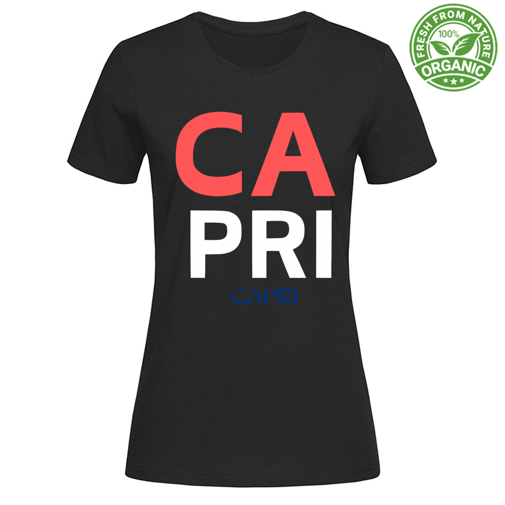 T-Shirt Woman Organic CAPRI DESIGN SCRITTA ROSSA
