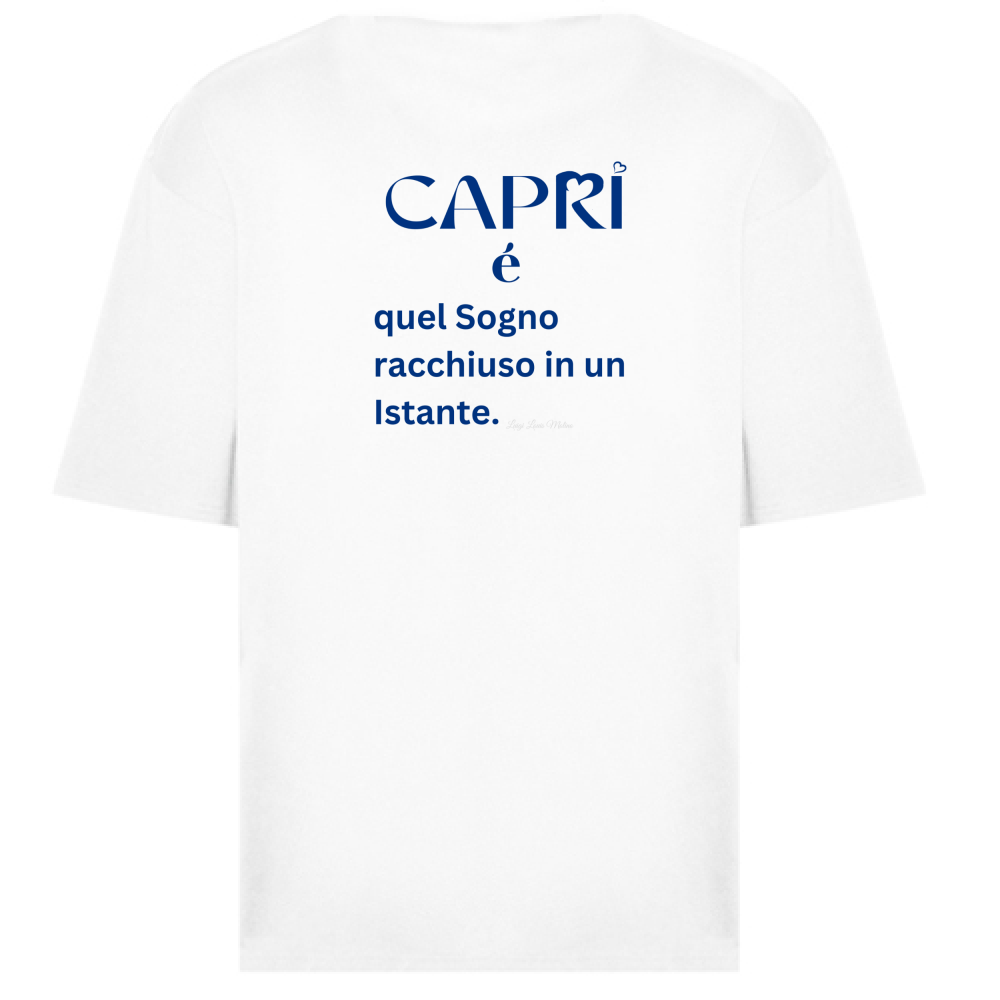 T-Shirt Oversize Capri Sogno racchiuso in un istante scritta Blue