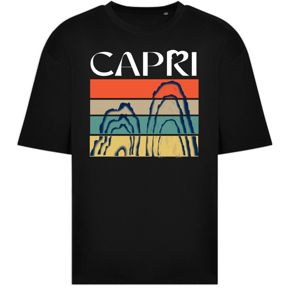 T-Shirt Oversize CAPRI PORZIONI FARAGLIONI SCRITTA BIANCA