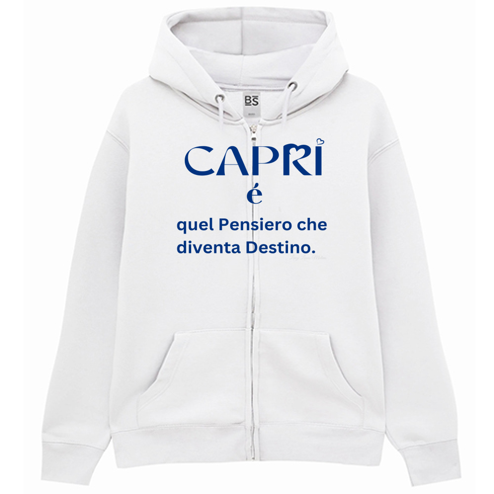 Felpa Premium Cappuccio Zip Capri é quel pensiero che diventa Destino