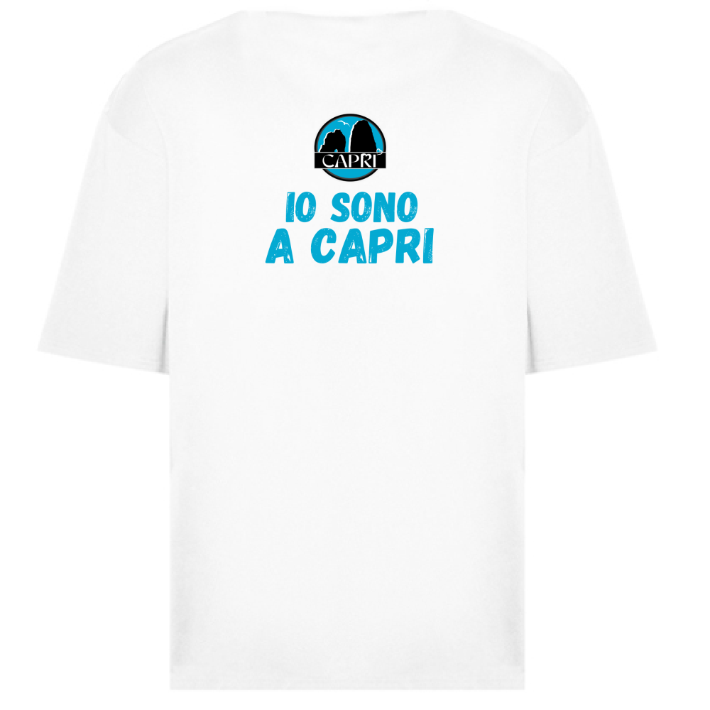 T-Shirt Oversize IO SONO A CAPRI SCRITTA AZZURRA
