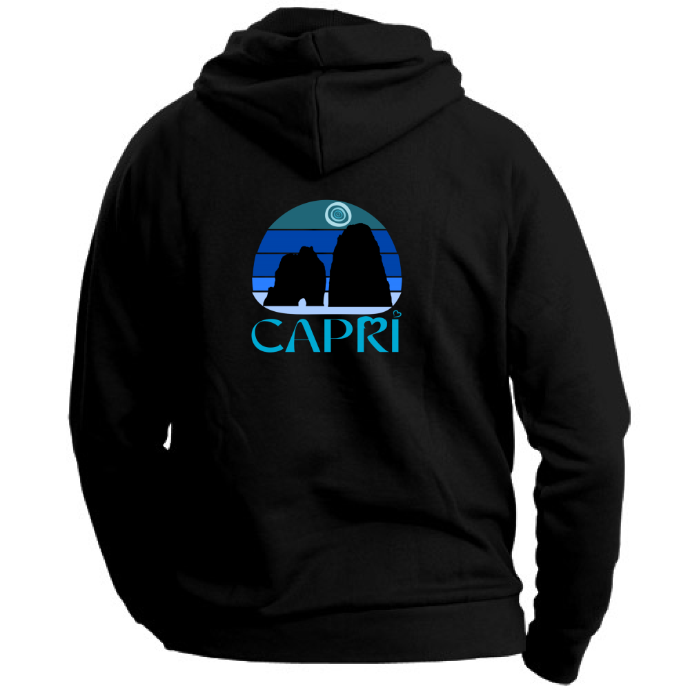 Felpa con Cappuccio Unisex Large CAPRI VINTAGE TRAMONTO AZZURRATO