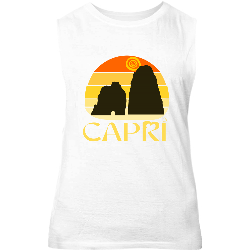 Canotta Unisex CAPRI TRAMONTO VINTAGE SCRITTA GIALLO