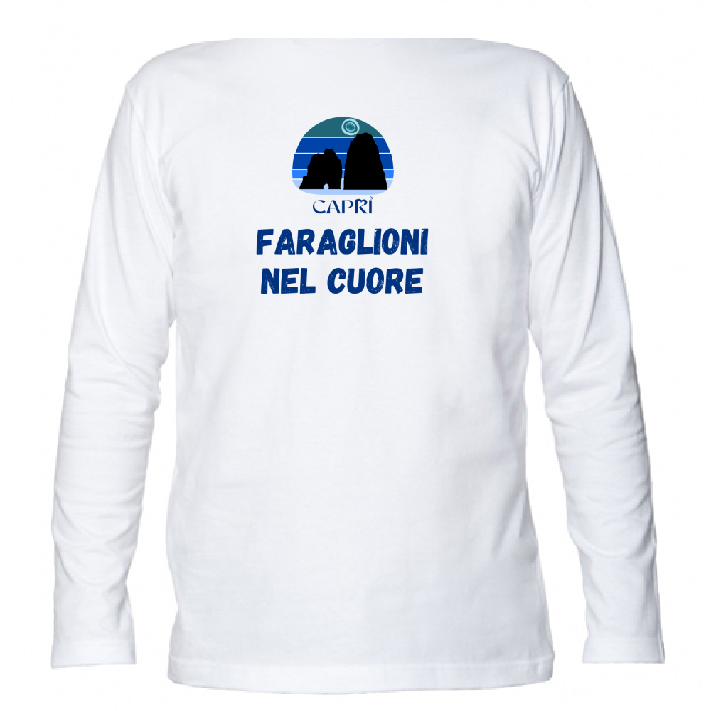 Unisex Long Sleeve T-Shirt FARAGLIONI DI CAPRI IN THE HEART WRITTEN BLUE