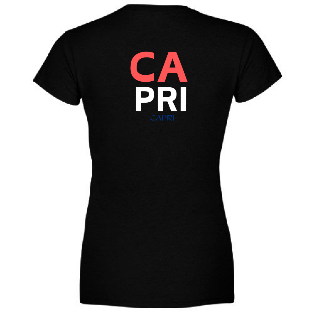 T-Shirt Donna Scollo V CAPRI DESIGN SCRITTA ROSSA