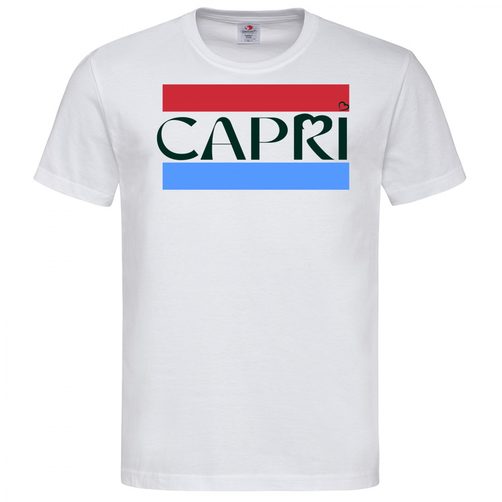 T-Shirt Men Premium CAPRI FASCIA ROSSO BLUE SCRITTA NERA