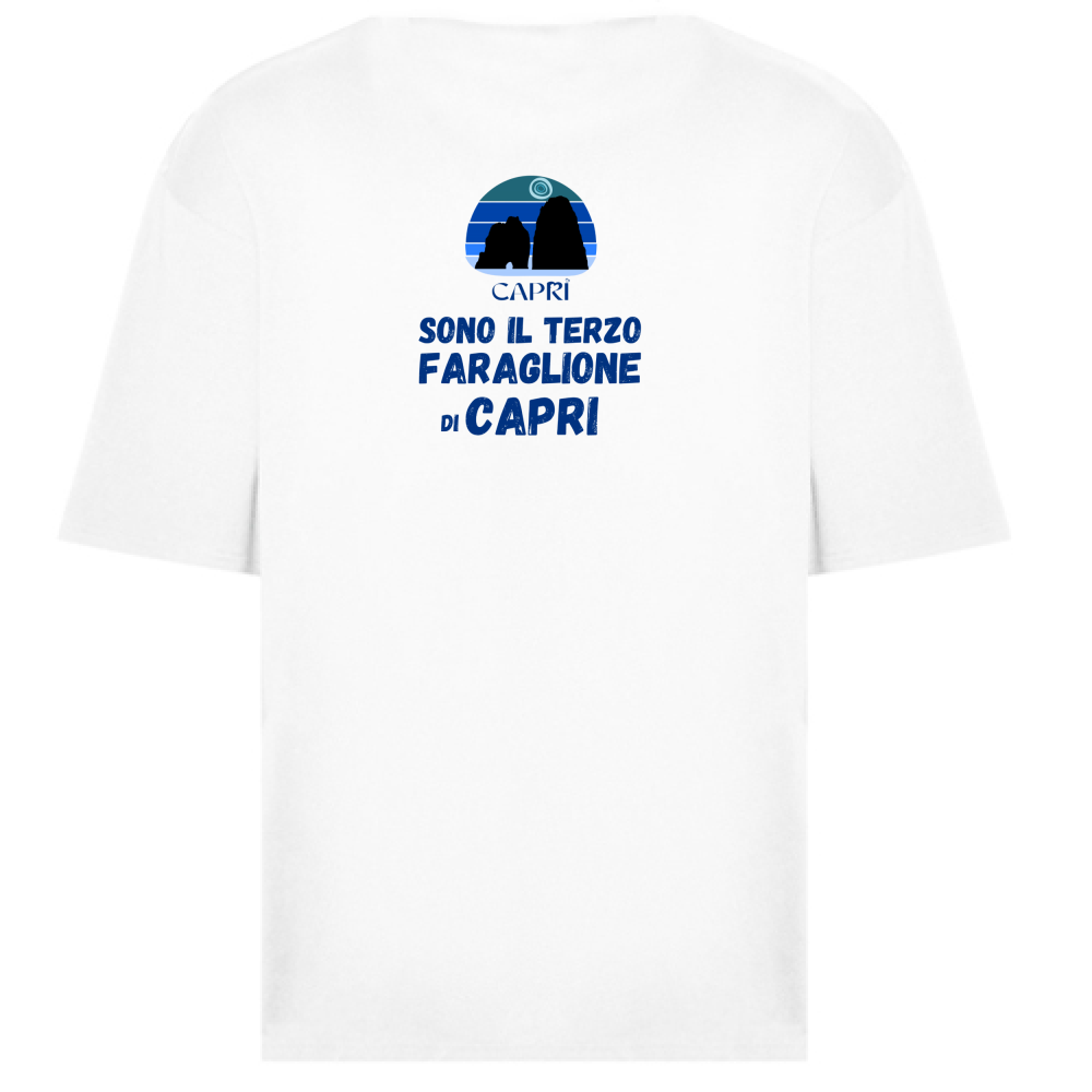 T-Shirt Oversize SONO IL TERZO FARAGLIONE DI CAPRI SCRITTA BLU