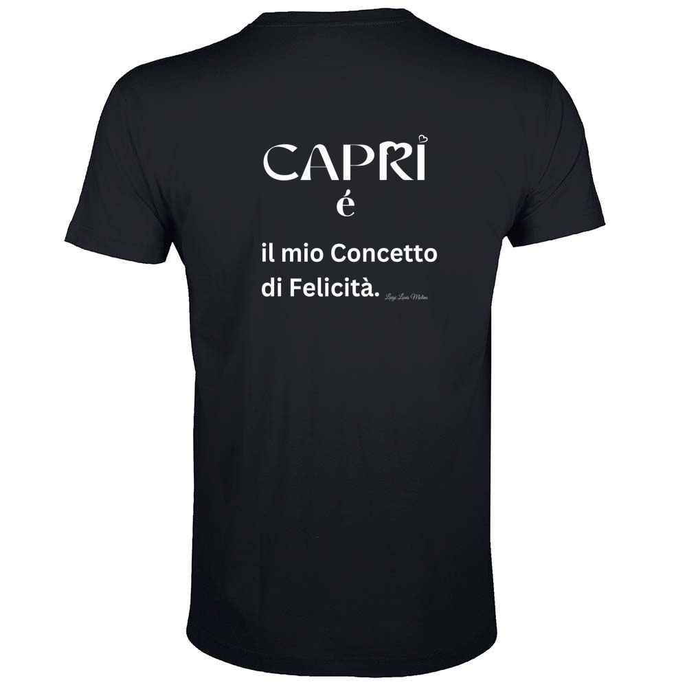 T-Shirt Men Fit Capri é il mio concetto di Felicità scritta Bian