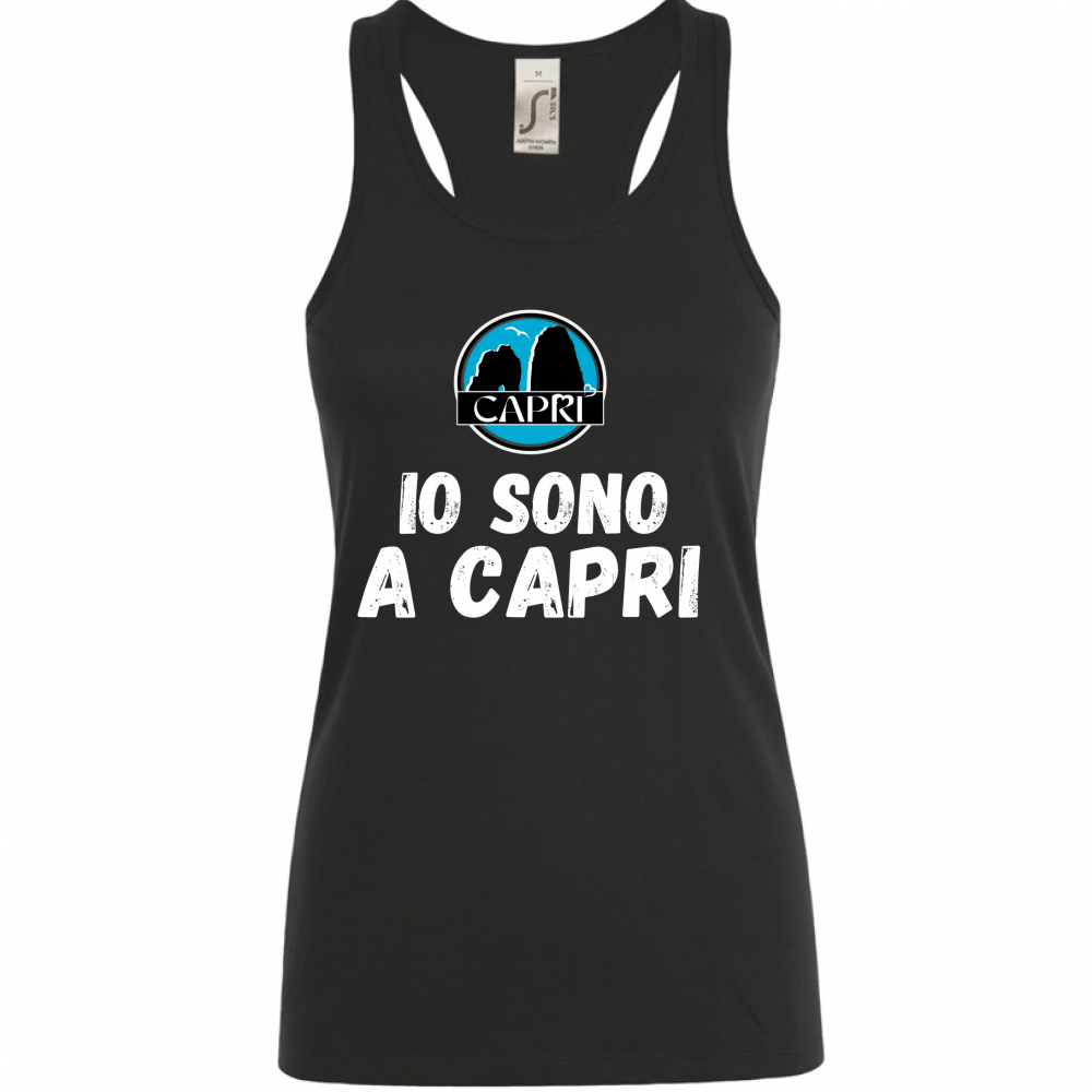 Canotta Donna IO SONO A CAPRI SCRITTA BIANCA
