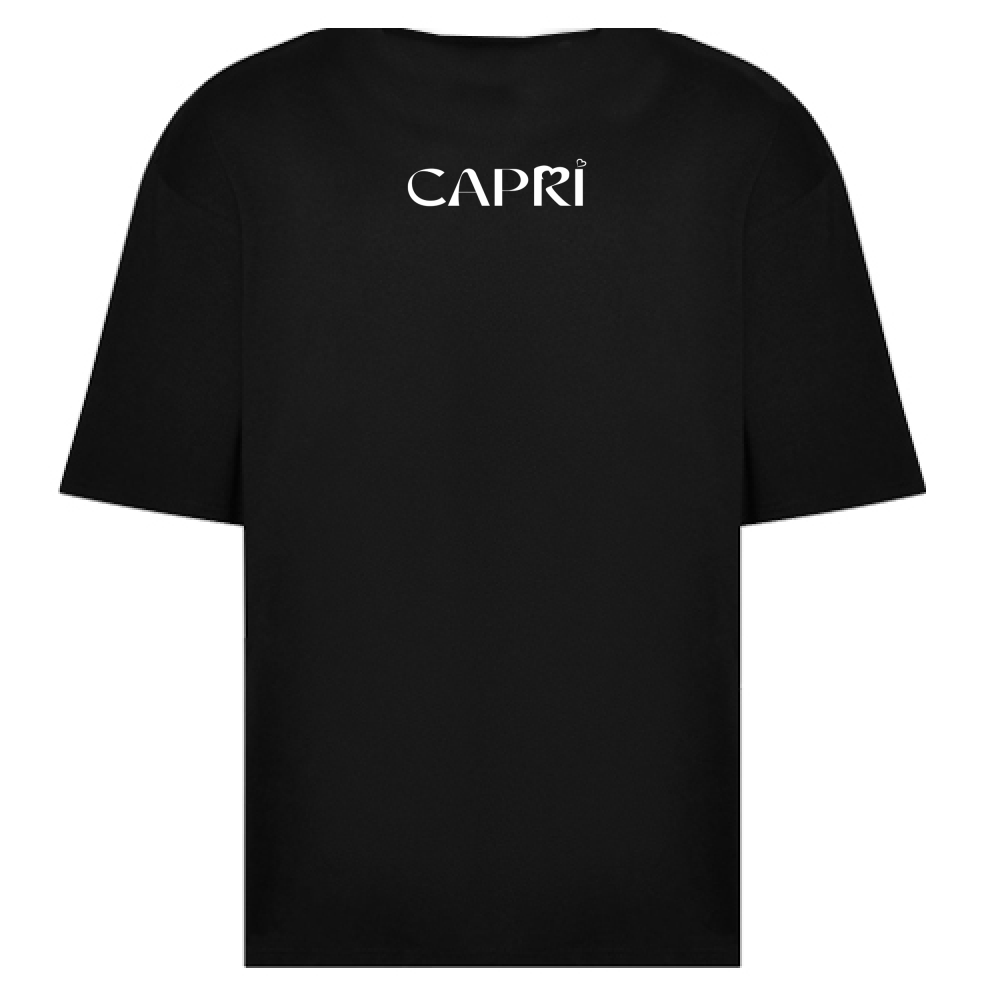 T-Shirt Oversize CAPRI MINIMAL SCRITTA BIANCA