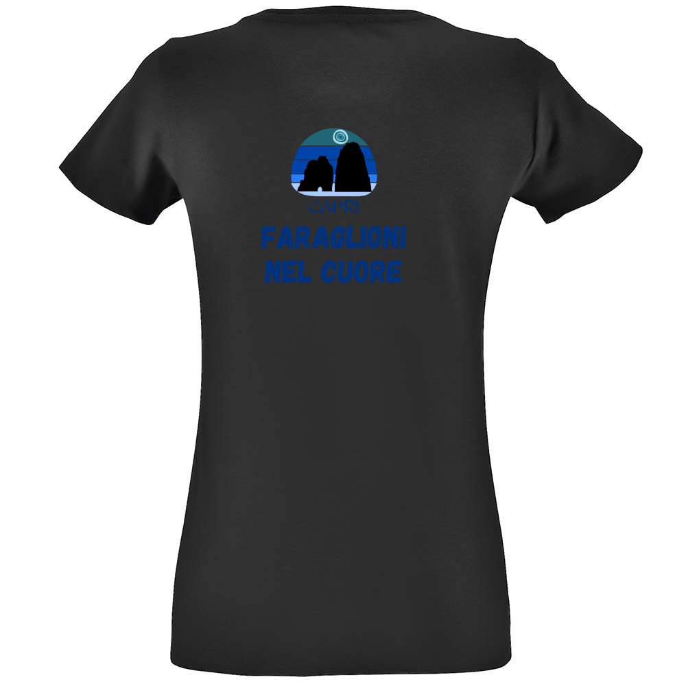 T-Shirt Women Fit FARAGLIONI DI CAPRI NEL CUORE SCRITTA BLUE