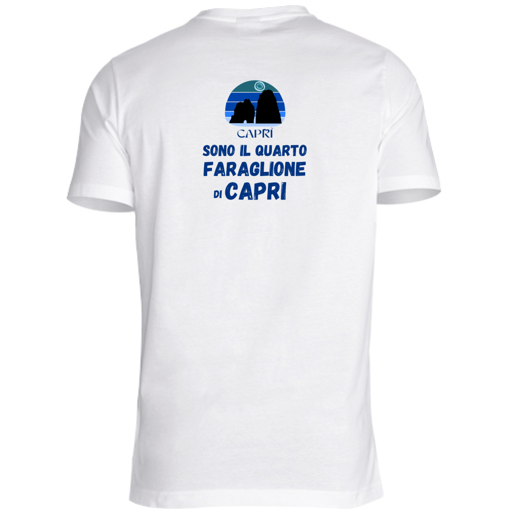 T-Shirt Bambino SONO IL QUARTO FARAGLIONE DI CAPRI SCRITTA BLUE