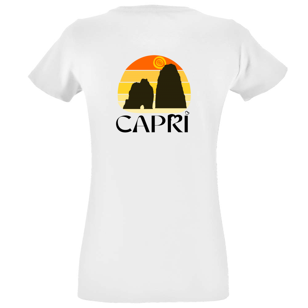 T-Shirt Women Fit CAPRI TRAMONTO VINTAGE SCRITTA NERA