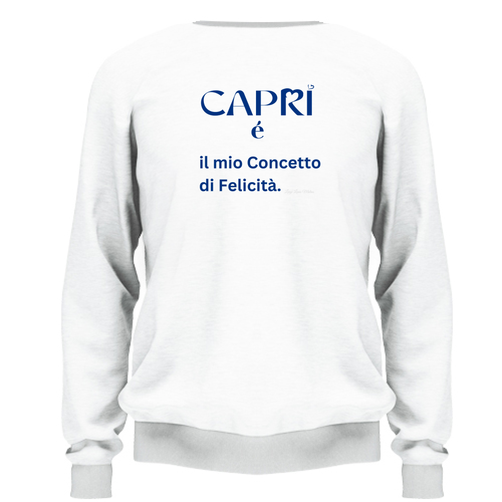Felpa Unisex Capri é il mio concetto di Felicità scritta Blue