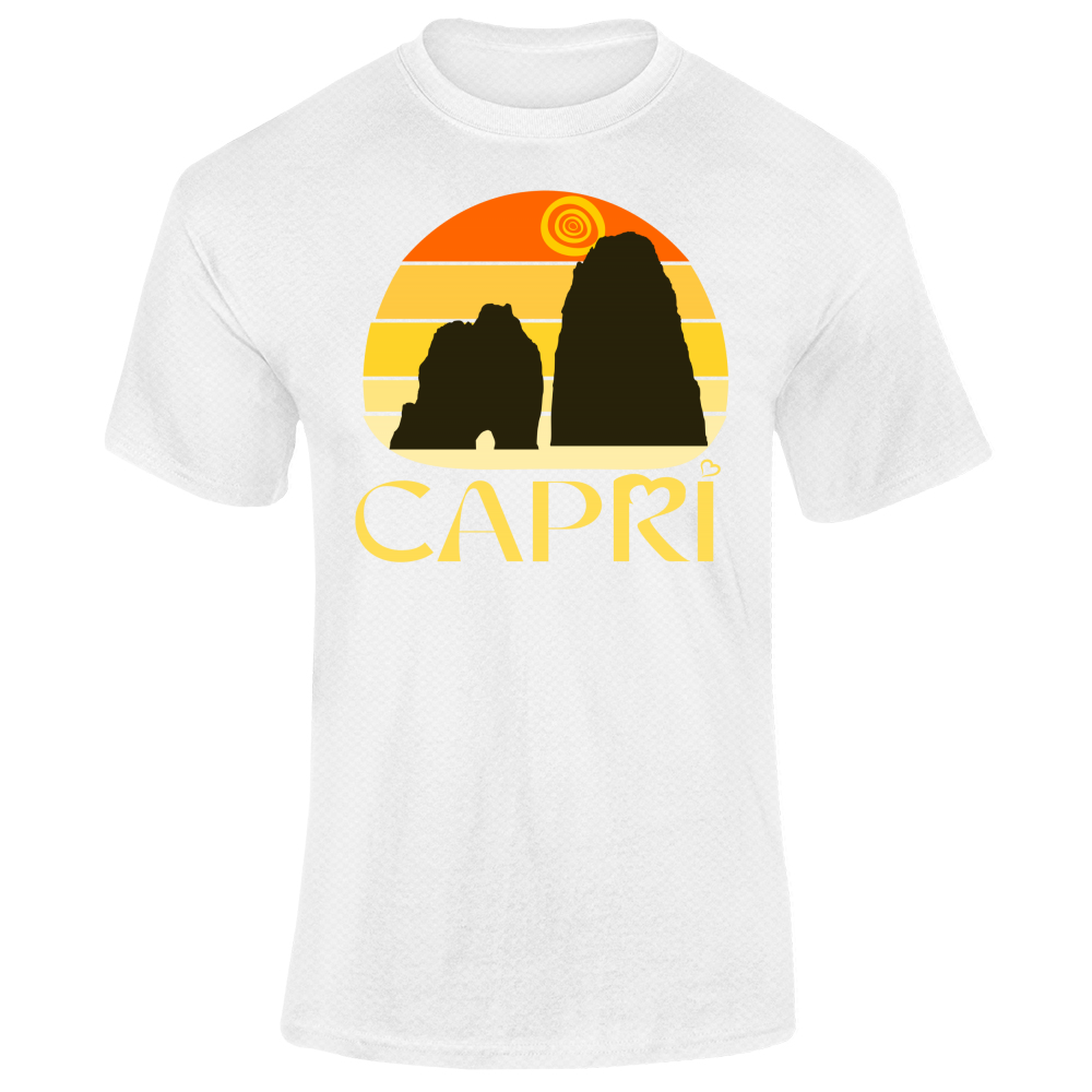 T-Shirt Unisex Dry Sport CAPRI TRAMONTO VINTAGE SCRITTA GIALLO