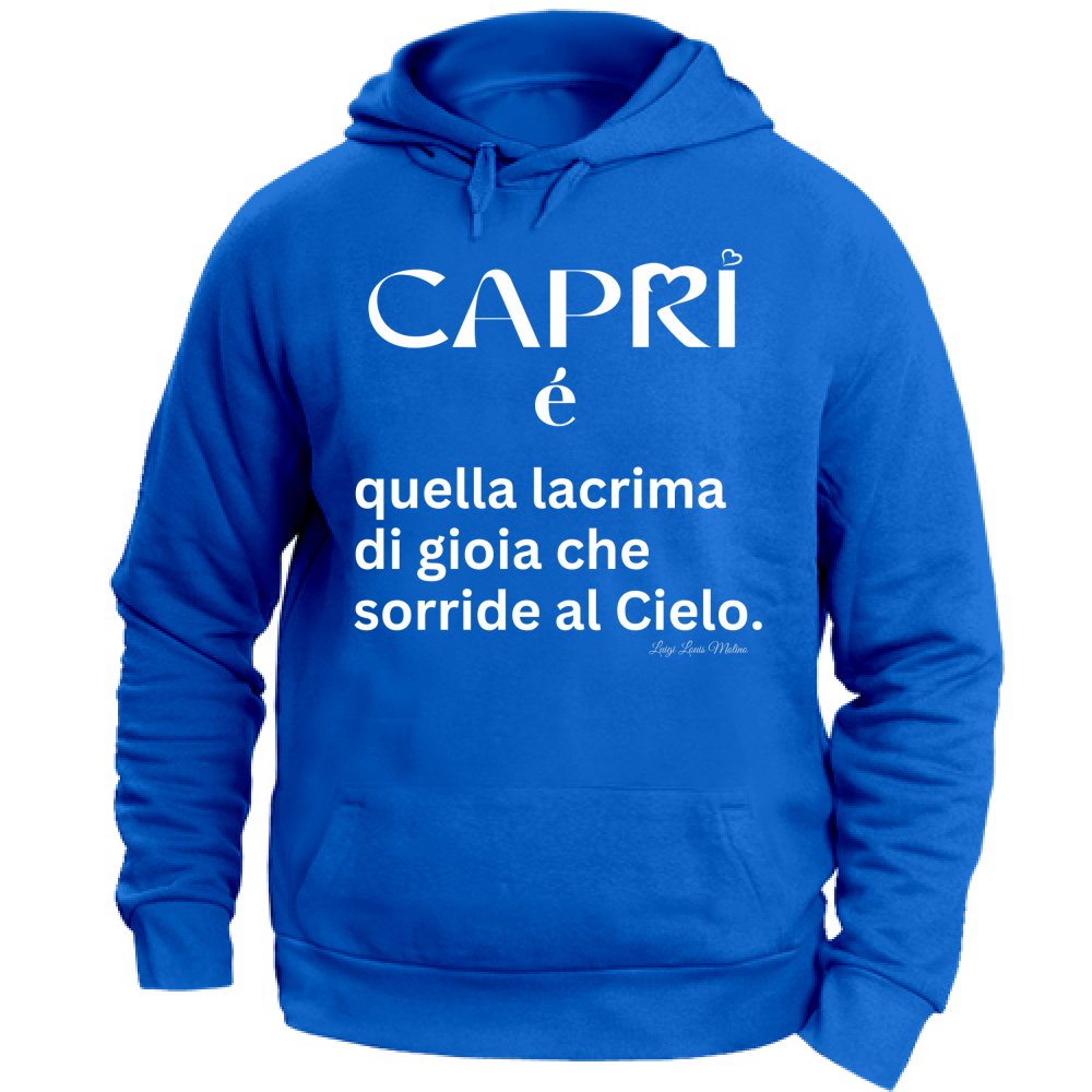 Felpa con Cappuccio Unisex Large Capri é quella lacrima di gioia scritta bianca