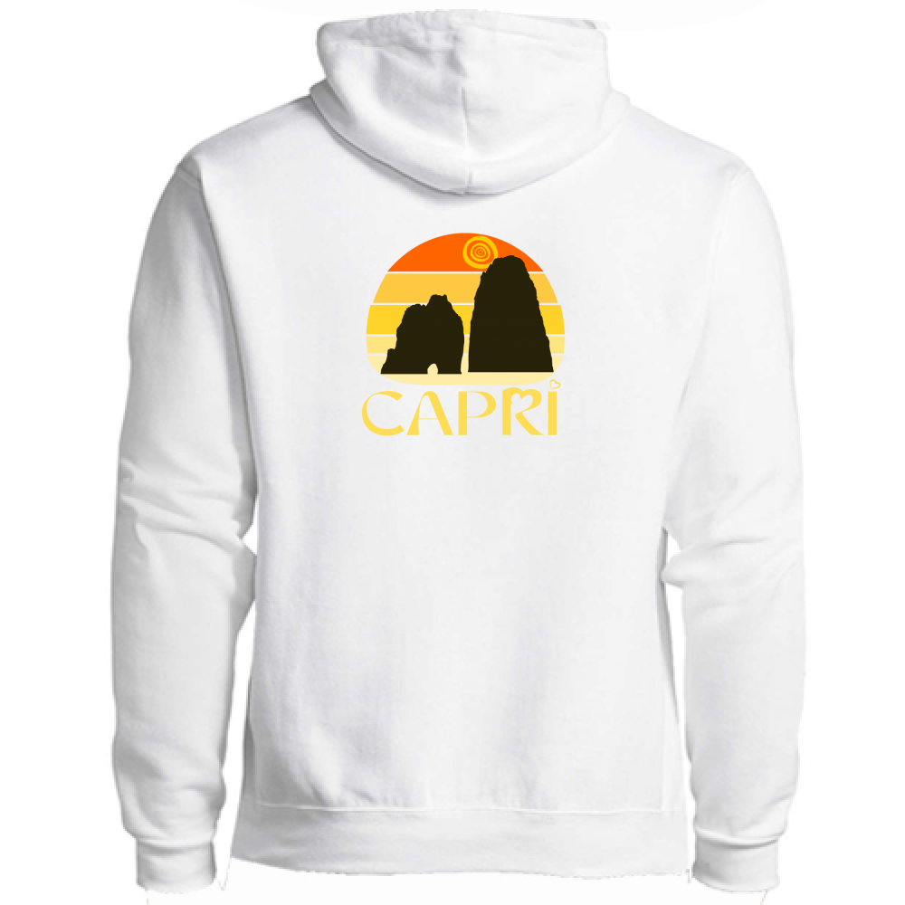 Felpa Premium Cappuccio Zip CAPRI TRAMONTO VINTAGE SCRITTA GIALLO